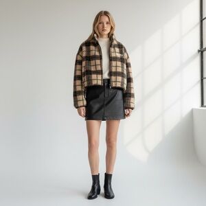 VIP Only Miu Miu Checked teddy jacket with zipper